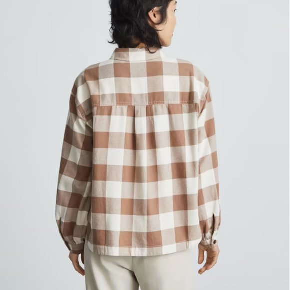 LIKE NEW Everlane Organic Cotton Flannel Popover Shirt Gingham - Picture 3 of 7